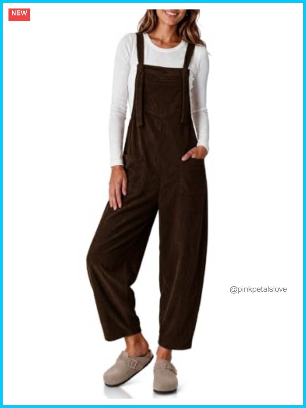 Corduroy Overalls Women Loose Fit Casual Fall Jumpsuit Adjustable Straps